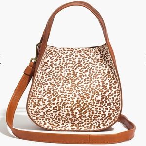 Madewell Sydney crossbody satchel bag - spotted calf hair animal print leather